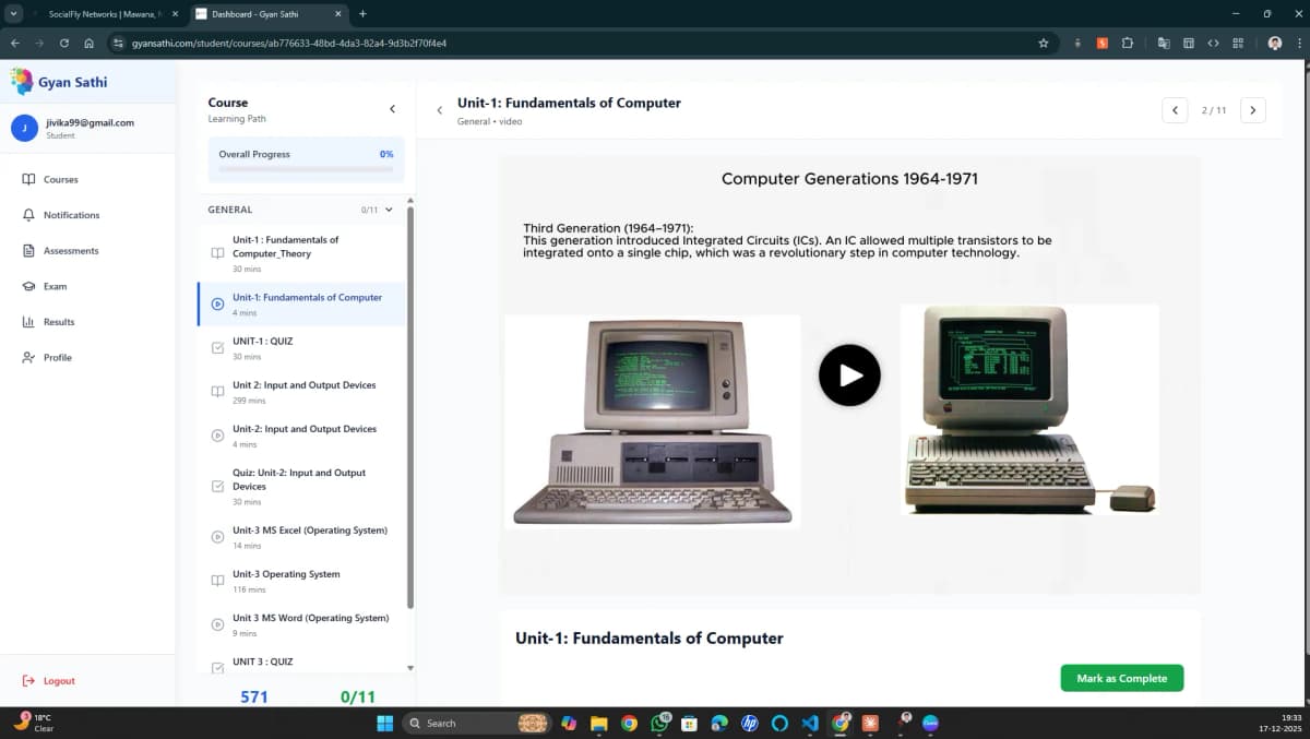 Gyansathi LMS Dashboard - 2