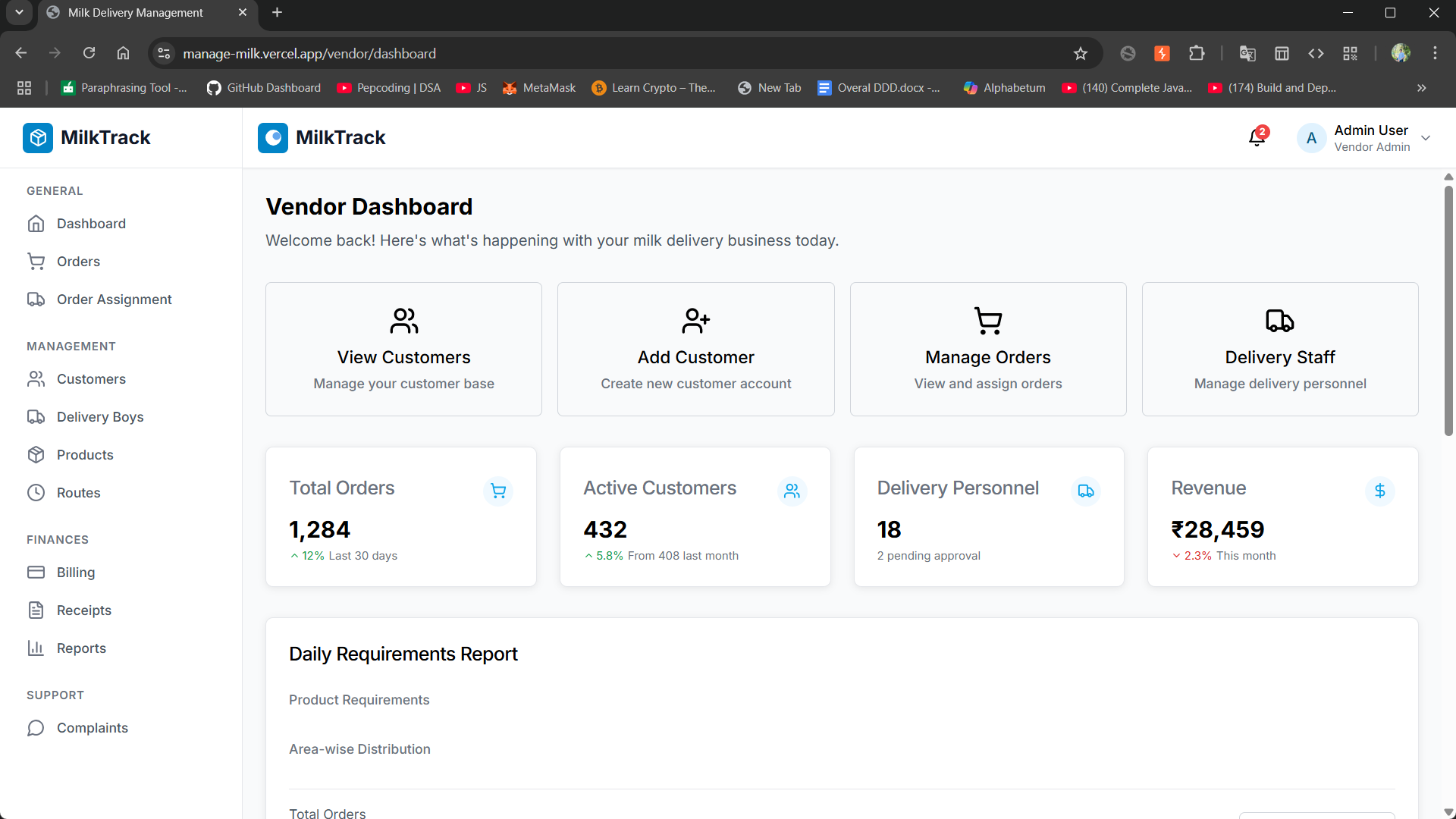 MilkFly Platform - 3